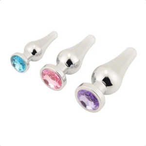 Silver Cone-shaped Jewelled Butt Plug